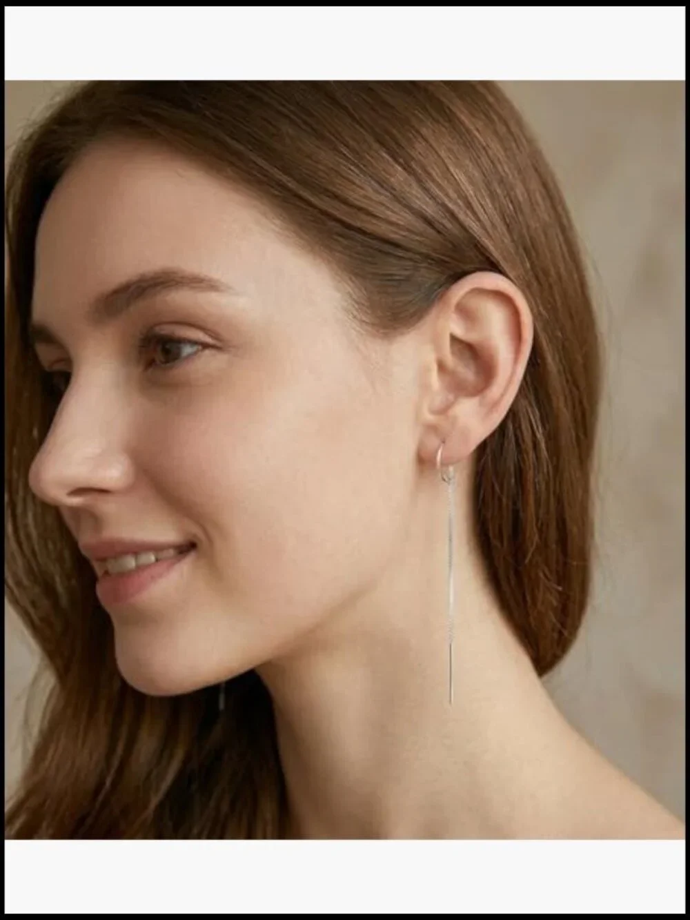 Solid 925 Sterling Silver Chain Dangle Earrings Tassel Long Dangle Threader